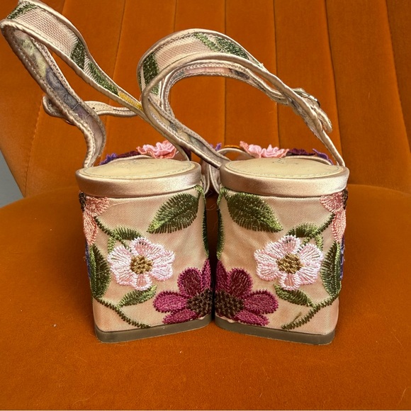 Betsey Johnson Pink Satin Floral Block Heel Sandals - Picture 3 of 6